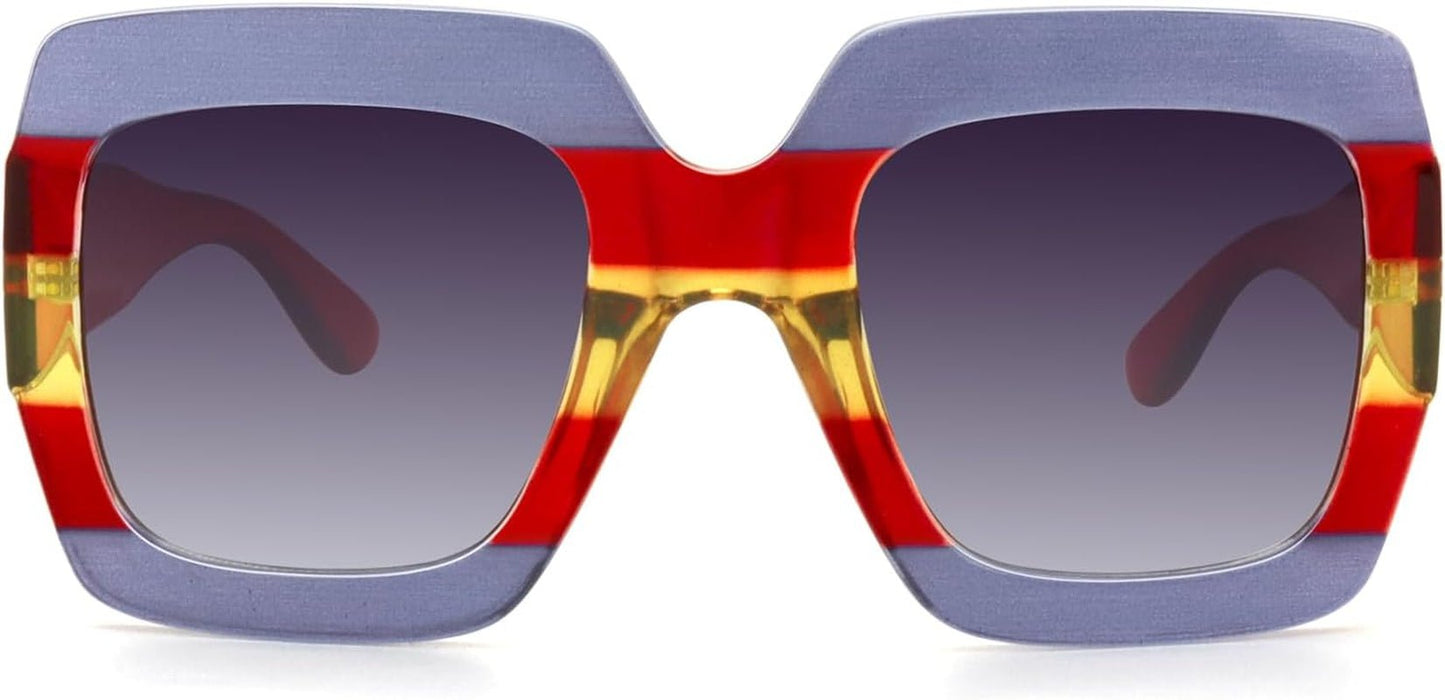 Oversized Square Sunglasses Womens Retro Shades Luxury Big Sun Glasses UV400 Protection S0178 - WORLD TIME VISITS