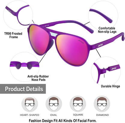 Polarized Aviator Sunglasses for Women Men Retro Trendy Sports Sunglasses for Outdoor UV400 Protection - WORLD TIME VISITS