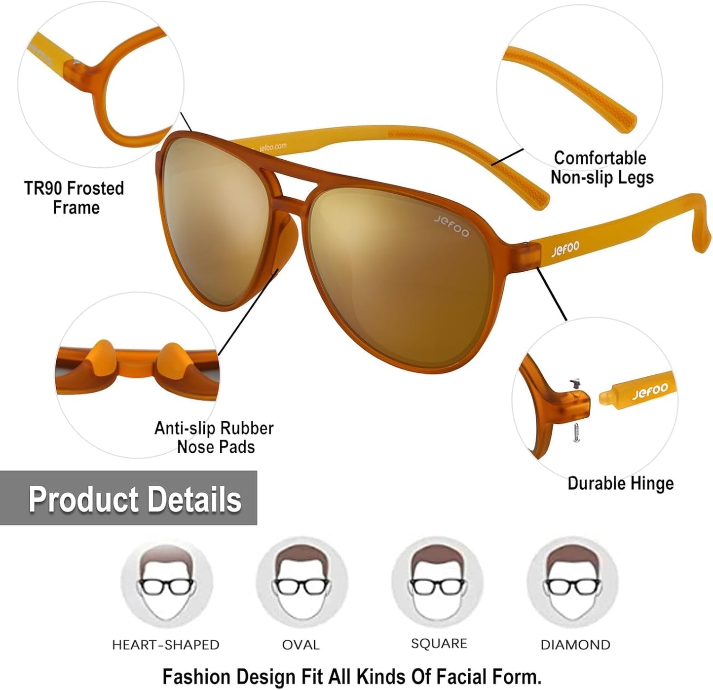 Polarized Aviator Sunglasses for Women Men Retro Trendy Sports Sunglasses for Outdoor UV400 Protection - WORLD TIME VISITS
