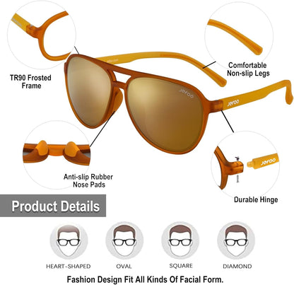 Polarized Aviator Sunglasses for Women Men Retro Trendy Sports Sunglasses for Outdoor UV400 Protection - WORLD TIME VISITS