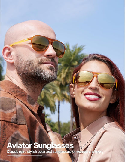 Polarized Aviator Sunglasses for Women Men Retro Trendy Sports Sunglasses for Outdoor UV400 Protection - WORLD TIME VISITS