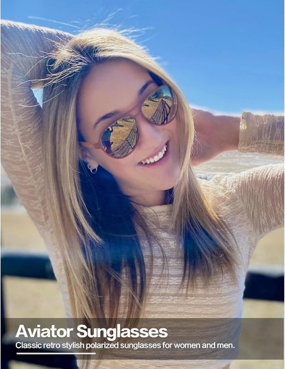 Polarized Aviator Sunglasses for Women Men Retro Trendy Sports Sunglasses for Outdoor UV400 Protection - WORLD TIME VISITS