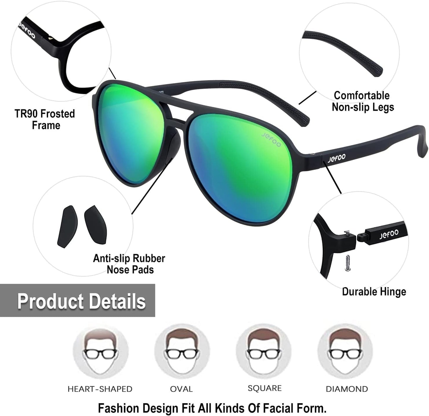 Polarized Aviator Sunglasses for Women Men Retro Trendy Sports Sunglasses for Outdoor UV400 Protection - WORLD TIME VISITS