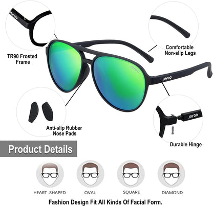 Polarized Aviator Sunglasses for Women Men Retro Trendy Sports Sunglasses for Outdoor UV400 Protection - WORLD TIME VISITS