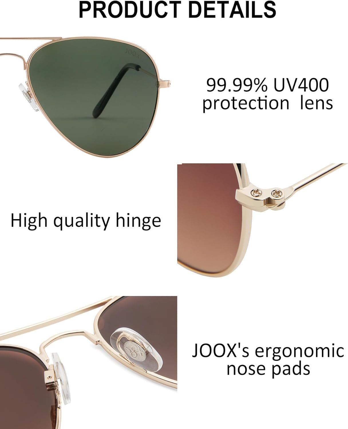 Polarized Aviator Sunglasses for Women Men, UV400 Protection Lens and Lightweight Metal Pilot Frame - WORLD TIME VISITS
