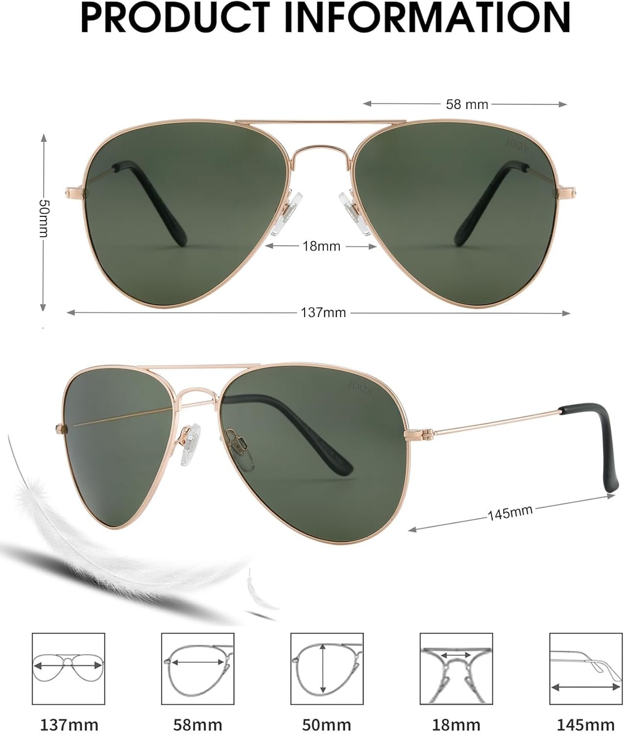 Polarized Aviator Sunglasses for Women Men, UV400 Protection Lens and Lightweight Metal Pilot Frame - WORLD TIME VISITS