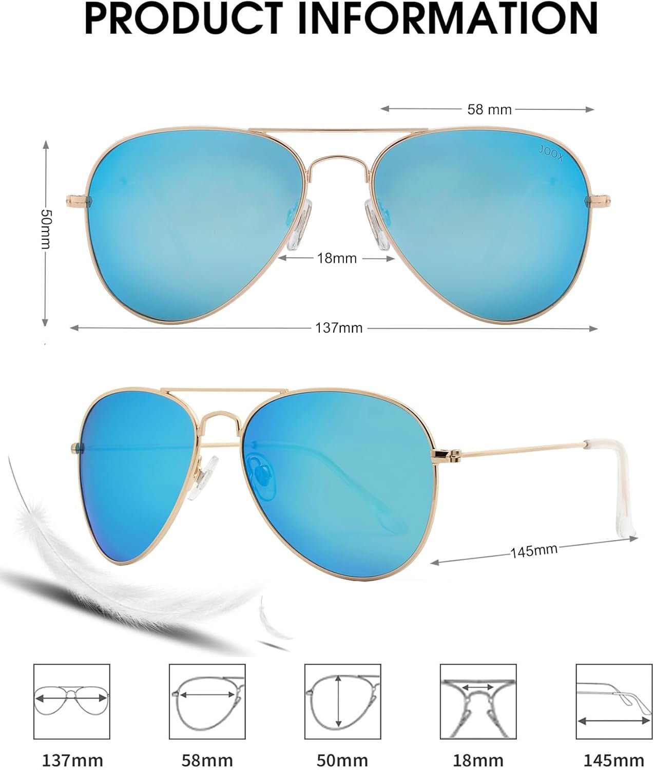 Polarized Aviator Sunglasses for Women Men, UV400 Protection Lens and Lightweight Metal Pilot Frame - WORLD TIME VISITS