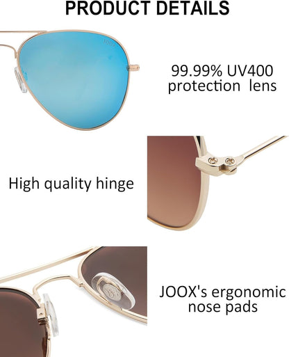 Polarized Aviator Sunglasses for Women Men, UV400 Protection Lens and Lightweight Metal Pilot Frame - WORLD TIME VISITS