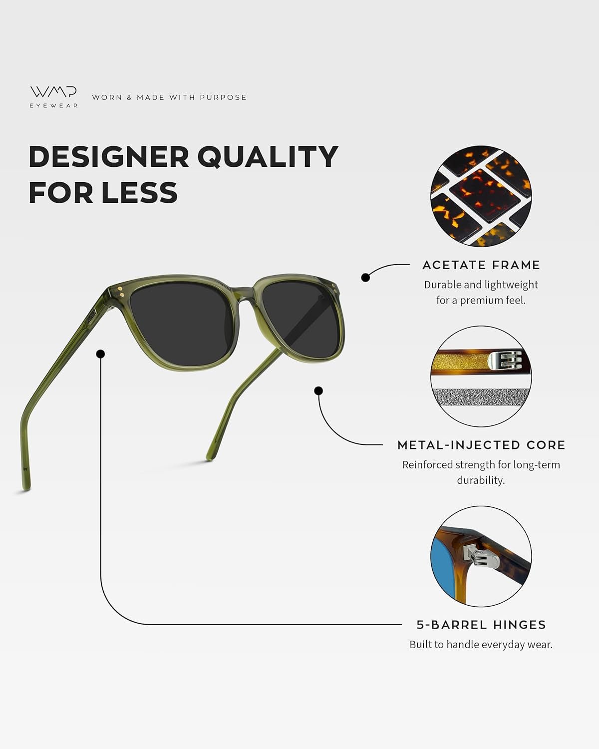 Polarized Classic Retro Flat Square Unisex Sunglasses - WORLD TIME VISITS