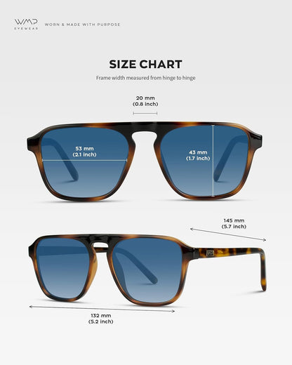 Polarized Modern Aviator One - Bridge Square Mens Sunglasses - WORLD TIME VISITS