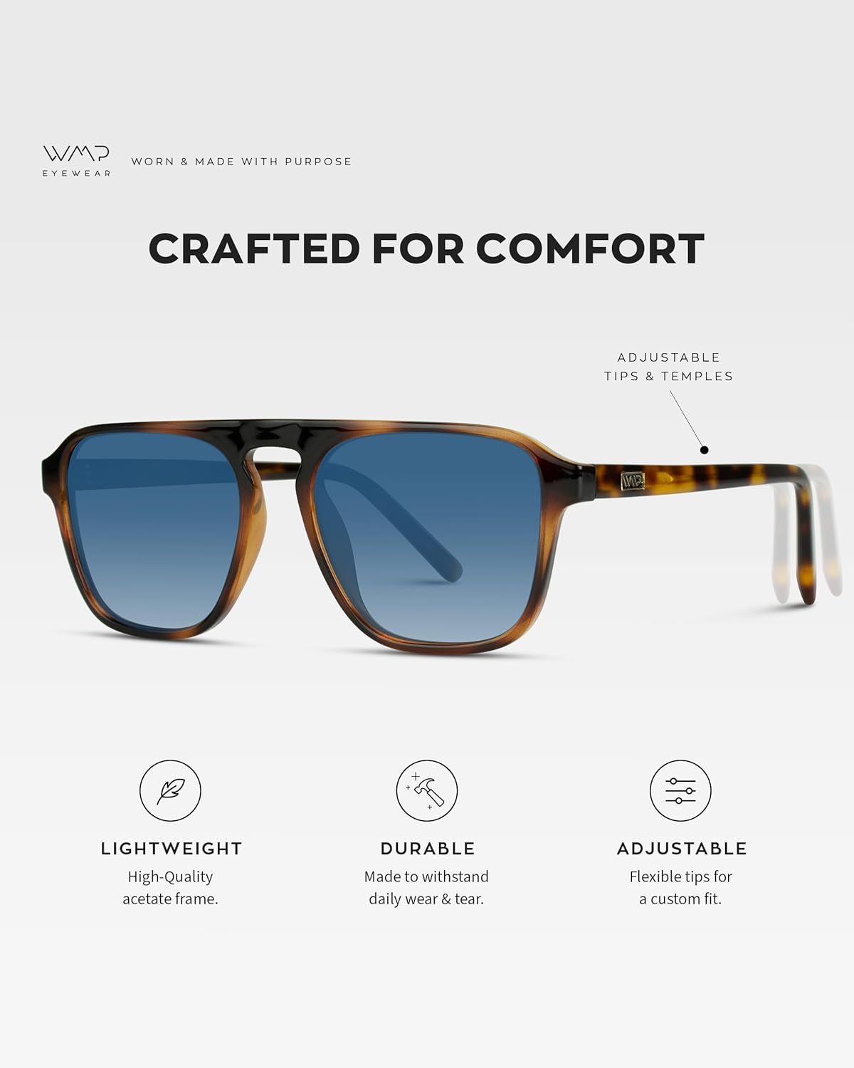 Polarized Modern Aviator One - Bridge Square Mens Sunglasses - WORLD TIME VISITS