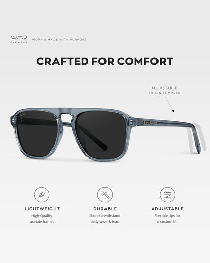 Polarized Modern Aviator One - Bridge Square Mens Sunglasses - WORLD TIME VISITS