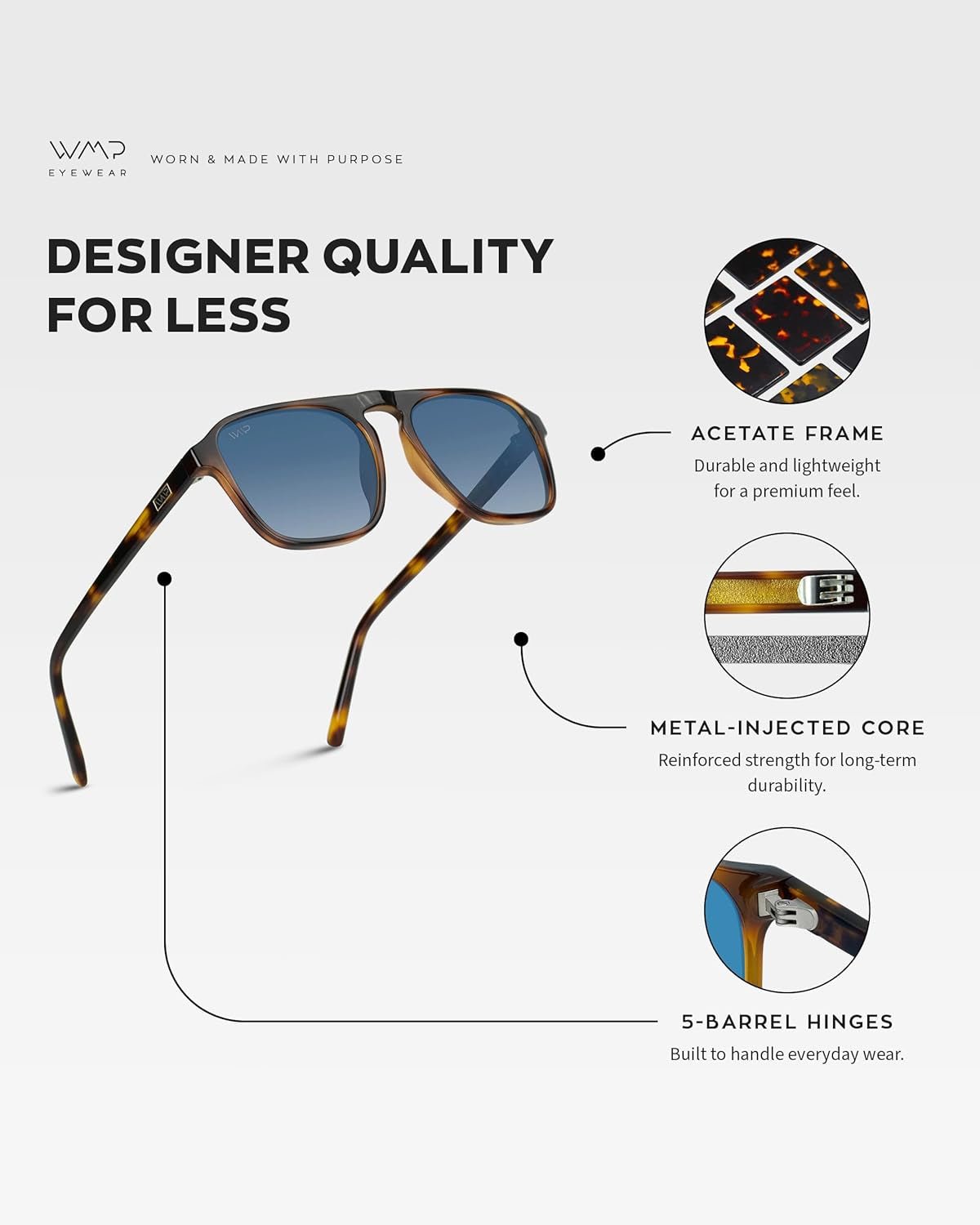 Polarized Modern Aviator One - Bridge Square Mens Sunglasses - WORLD TIME VISITS