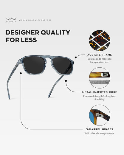 Polarized Modern Aviator One - Bridge Square Mens Sunglasses - WORLD TIME VISITS