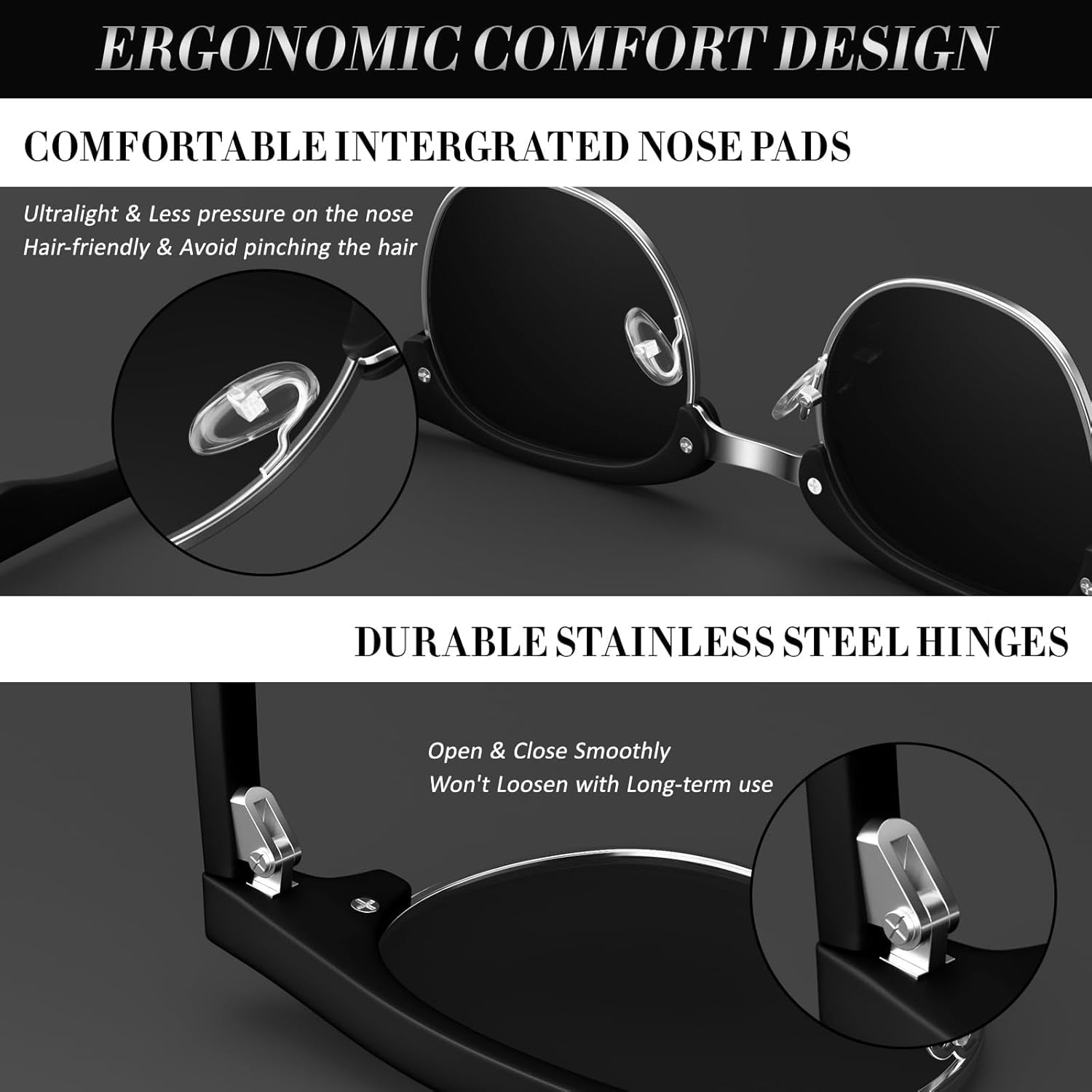 Polarized Semi Rimless Sunglasses for Men Women, Classic Retro Shades Half Frame Driving Sun Glasses UV Protection - WORLD TIME VISITS