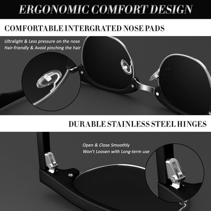 Polarized Semi Rimless Sunglasses for Men Women, Classic Retro Shades Half Frame Driving Sun Glasses UV Protection - WORLD TIME VISITS