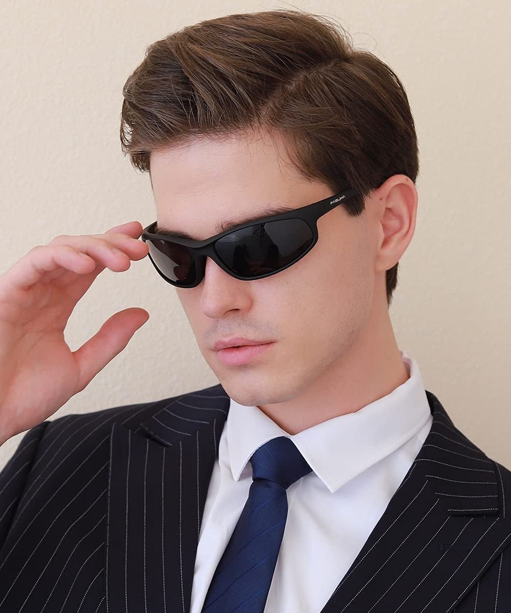 Polarized Sports Sunglasses for Men Cycling Driving Fishing UV400 Protection - WORLD TIME VISITS