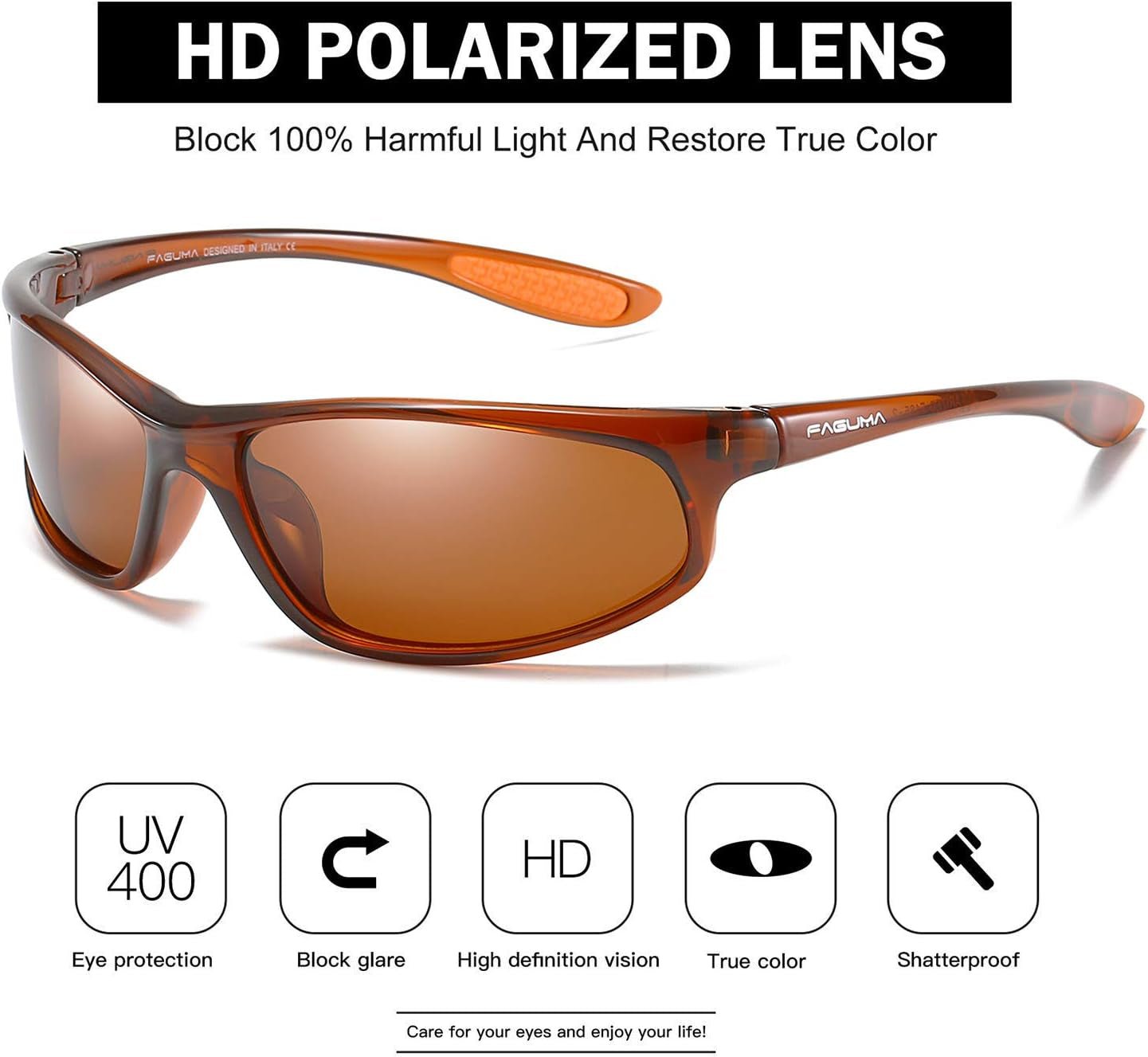 Polarized Sports Sunglasses for Men Cycling Driving Fishing UV400 Protection - WORLD TIME VISITS