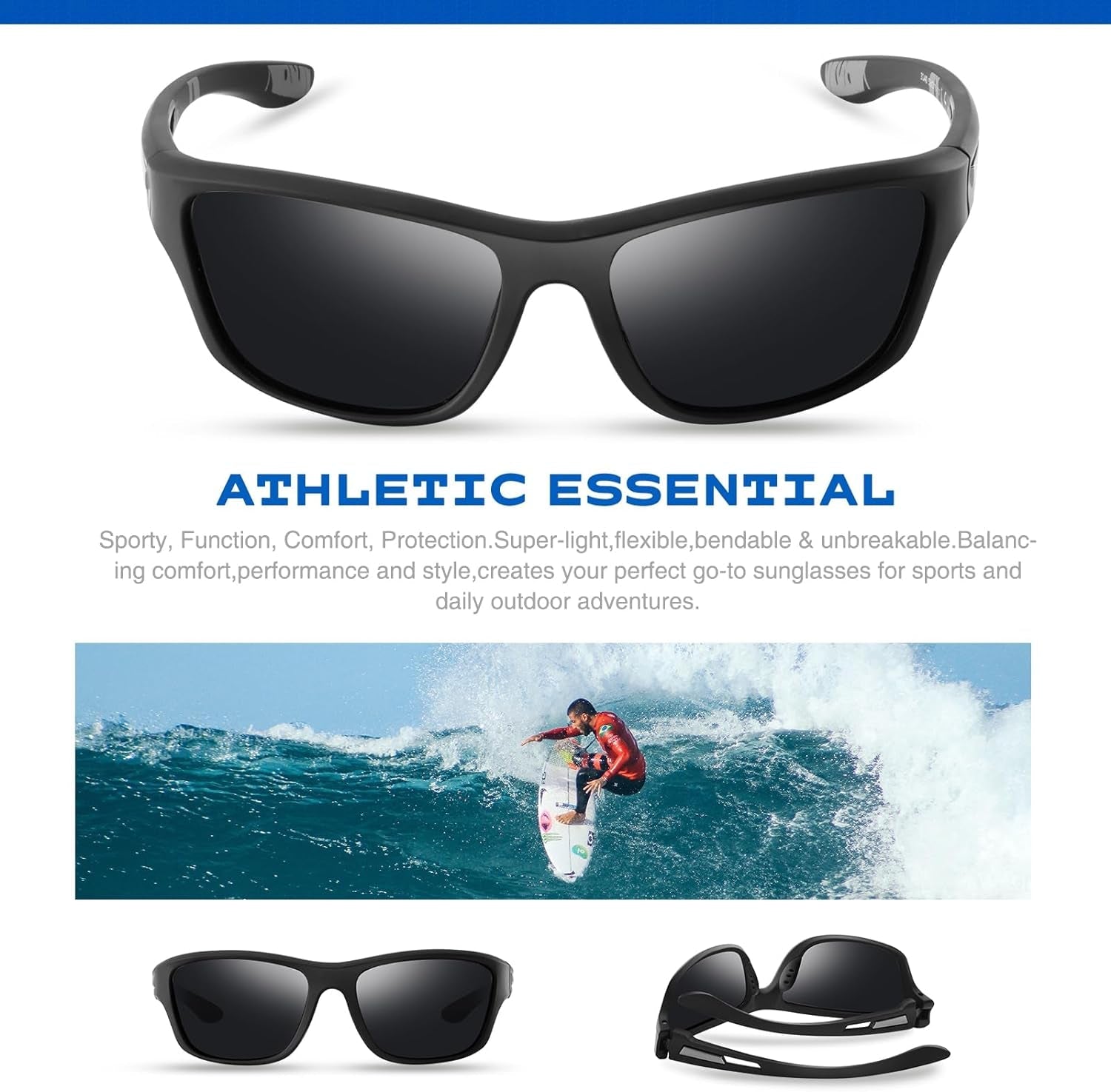 Polarized Sports Sunglasses for Men: UV400 Protection Glasses Womens Wrap around Goggles for Driving Fishing - WORLD TIME VISITS