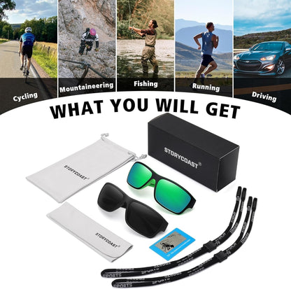 Polarized Sports Sunglasses for Men Women Unbreakable Frame Cycling Fishing Driving - WORLD TIME VISITS