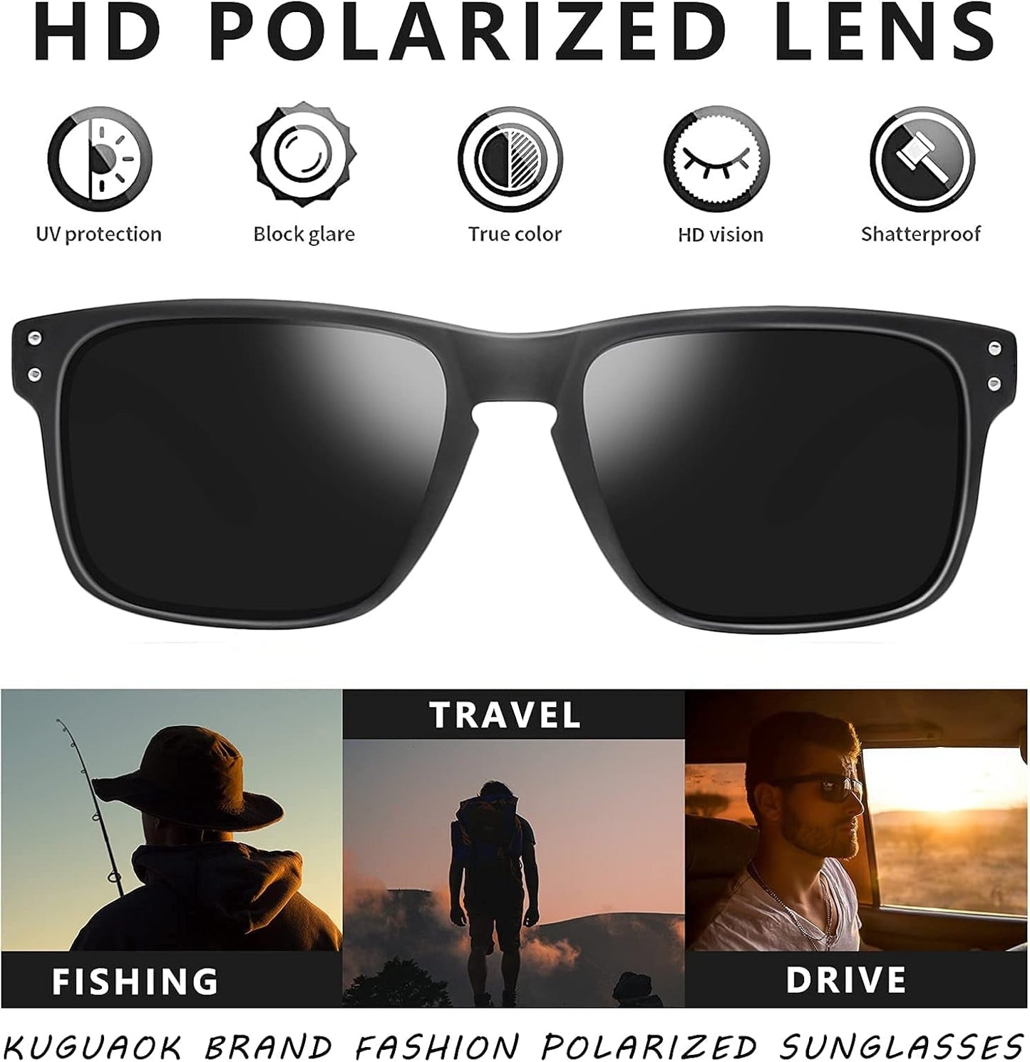 Polarized Square Sunglasses for Men and Women Matte Finish Sun Glasses UV Protection Glasses - WORLD TIME VISITS