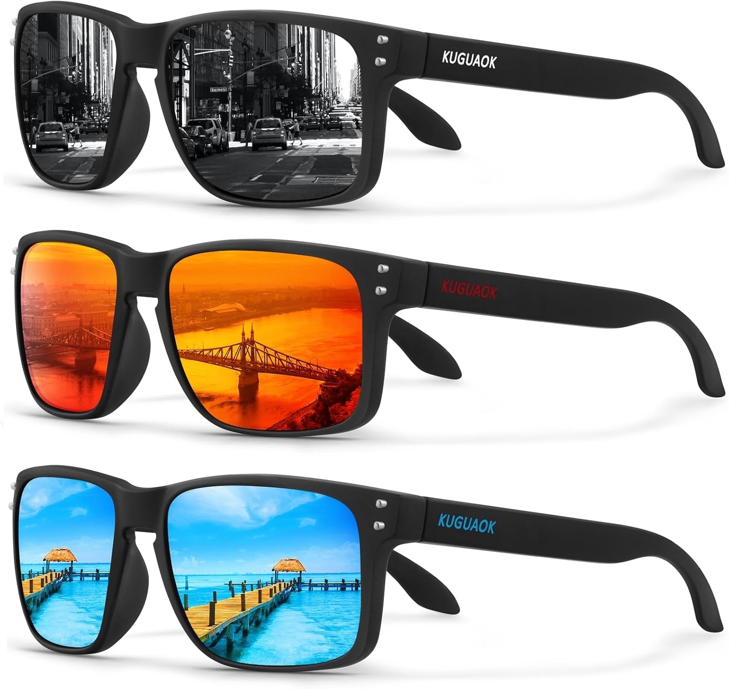 Polarized Square Sunglasses for Men and Women Matte Finish Sun Glasses UV Protection Glasses - WORLD TIME VISITS