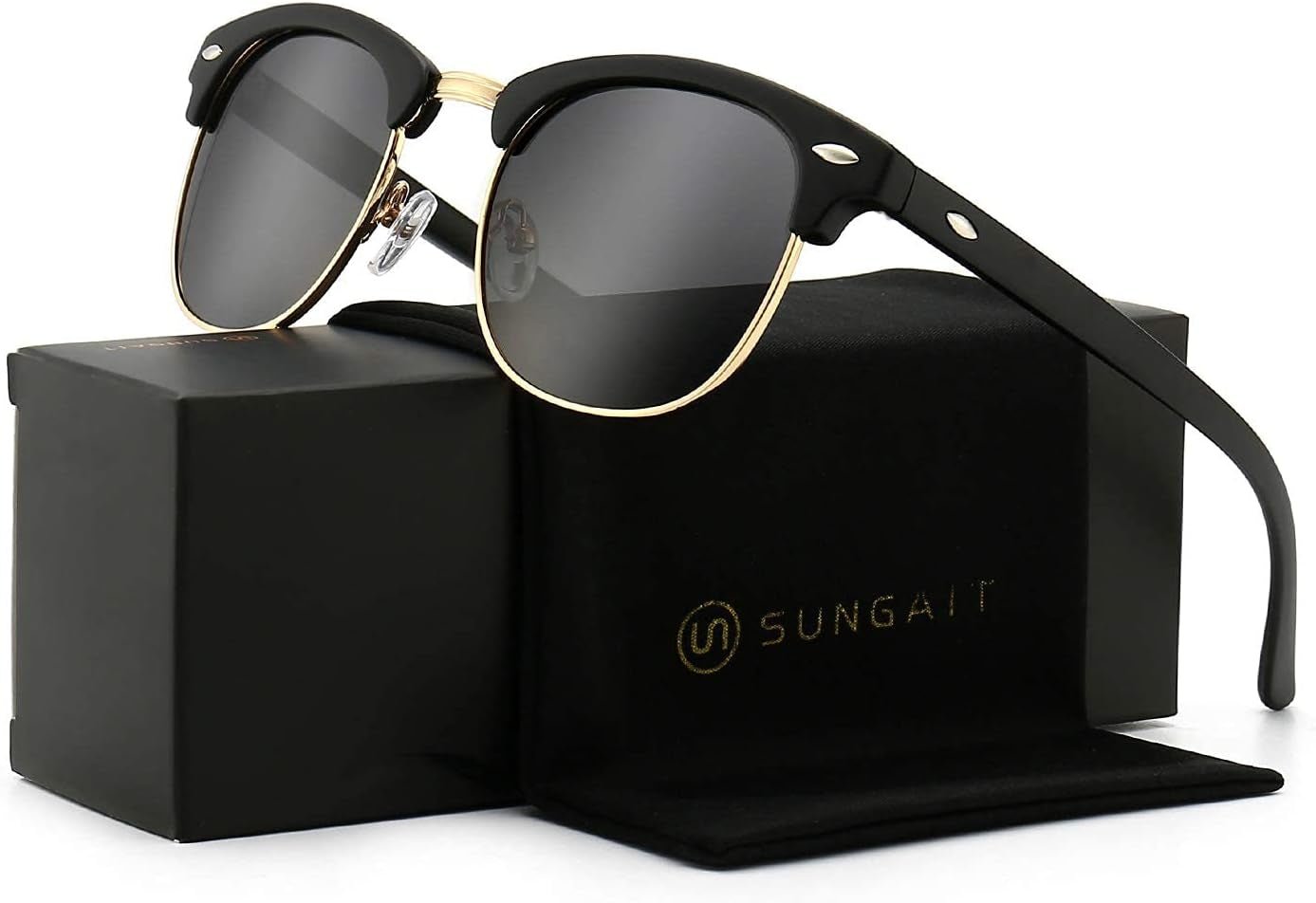 Polarized Sunglasses for Men and Women, Classic Half - Frame Retro Shades for Driving, Travel, and Outdoor Activities - WORLD TIME VISITS