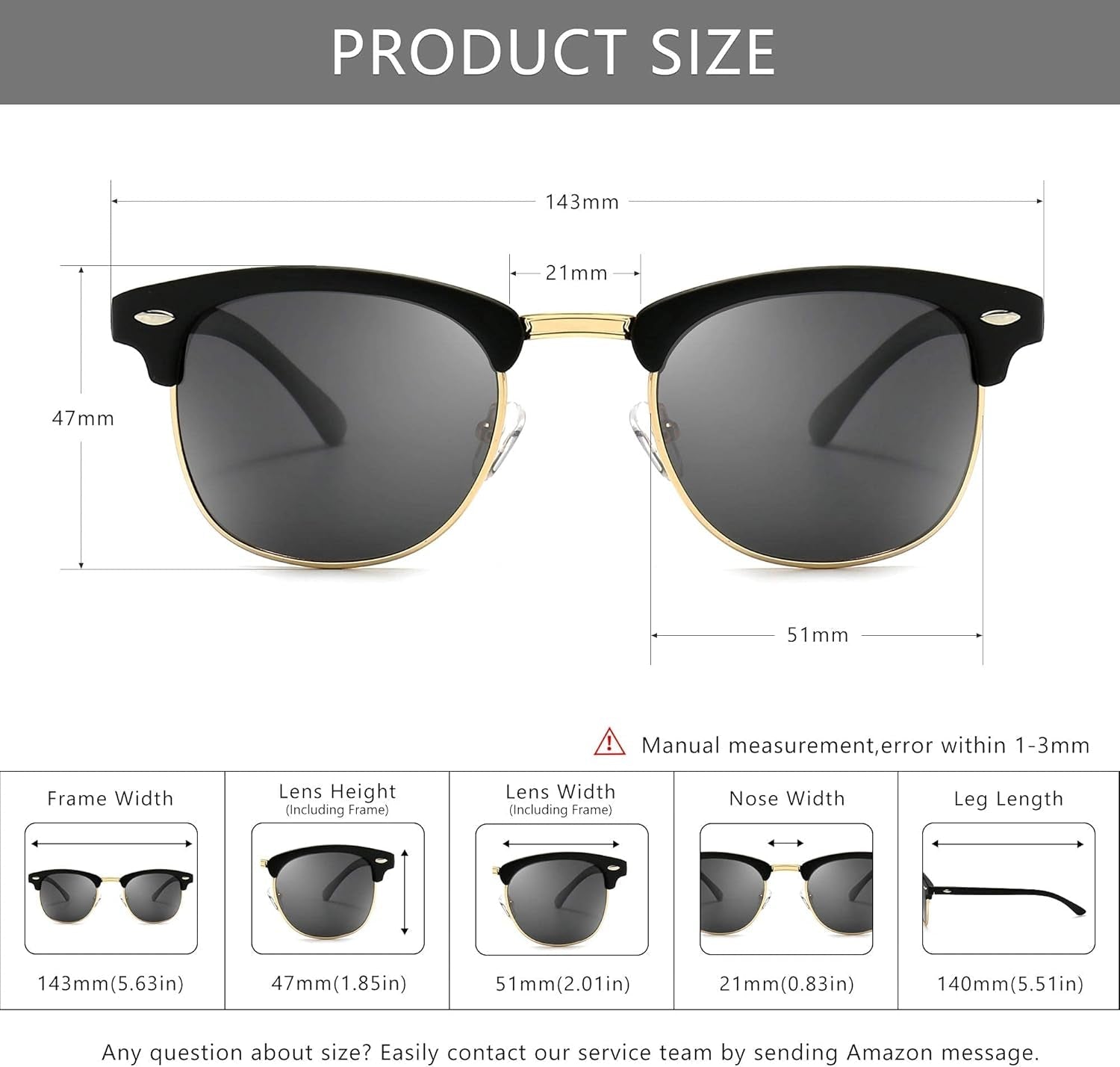 Polarized Sunglasses for Men and Women, Classic Half - Frame Retro Shades for Driving, Travel, and Outdoor Activities - WORLD TIME VISITS