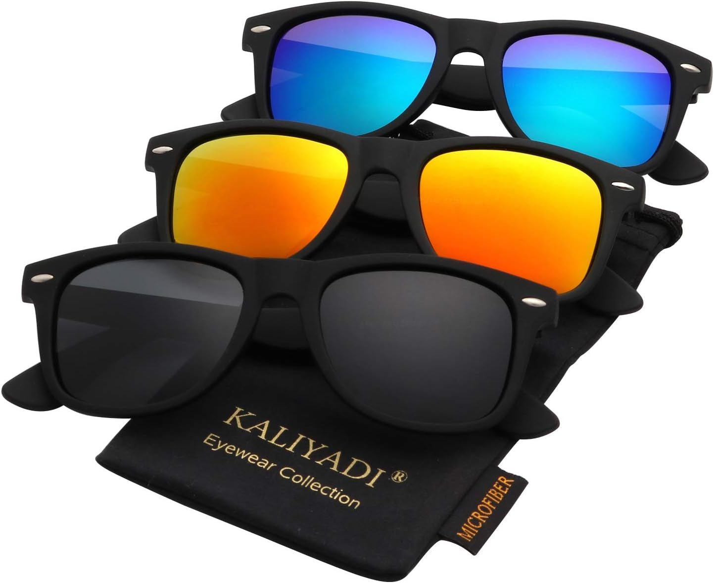 Polarized Sunglasses for Men and Women Matte Finish Sun Glasses Color Mirror Lens UV Blocking (3 Pack) - WORLD TIME VISITS