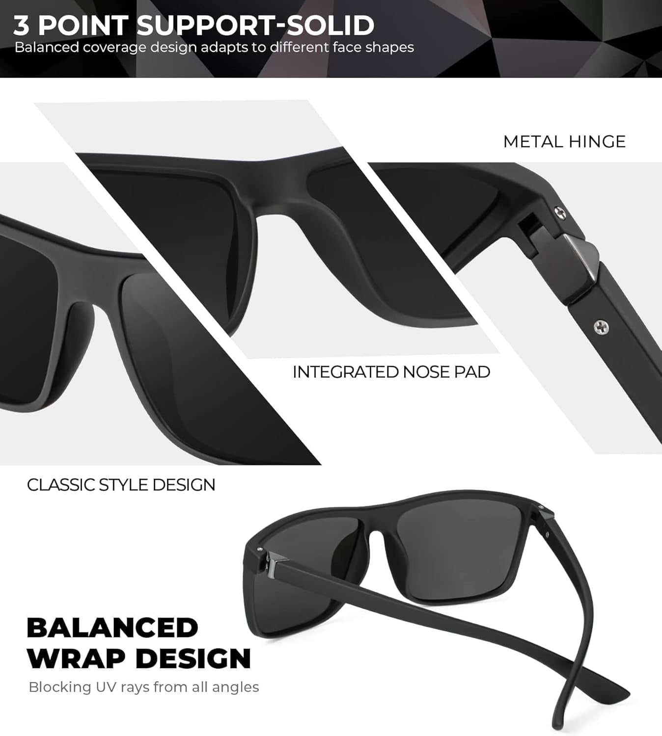 Polarized Sunglasses for Men and Women, Mens Sun Glasses with UV Protection for Driving Fishing Golf (3 Packs) - WORLD TIME VISITS