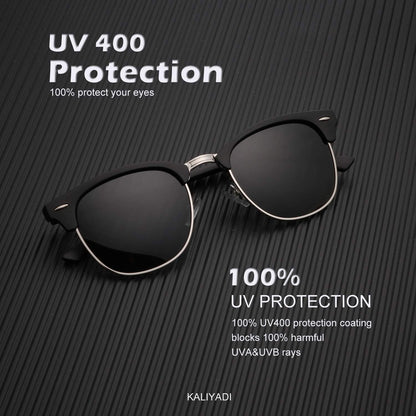 Polarized Sunglasses for Men and Women Semi - Rimless Frame Driving Sun Glasses UV Blocking - WORLD TIME VISITS