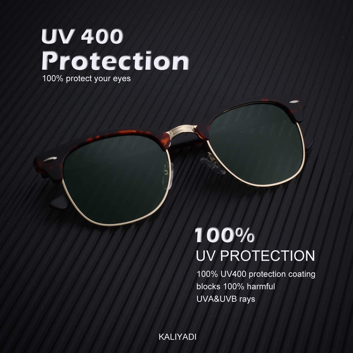 Polarized Sunglasses for Men and Women Semi - Rimless Frame Driving Sun Glasses UV Blocking - WORLD TIME VISITS