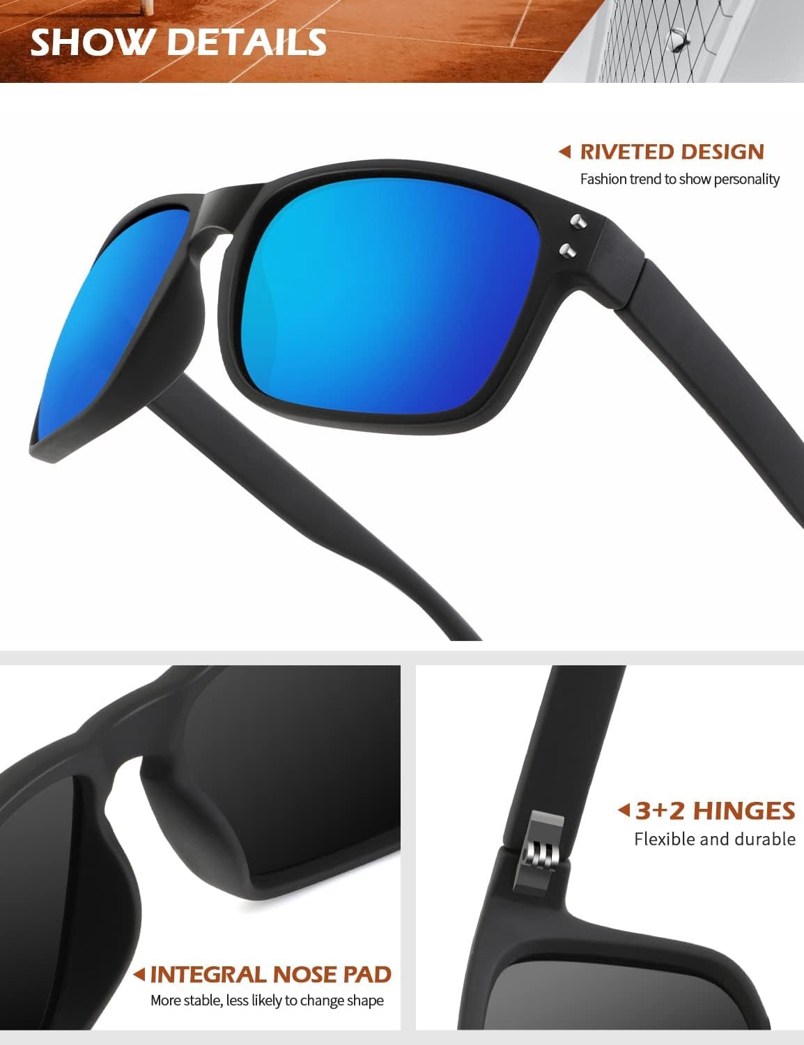 Polarized Sunglasses for Men and Women Vintage Style Sun Glasses for Fishing Running Driving with UV Protection - WORLD TIME VISITS