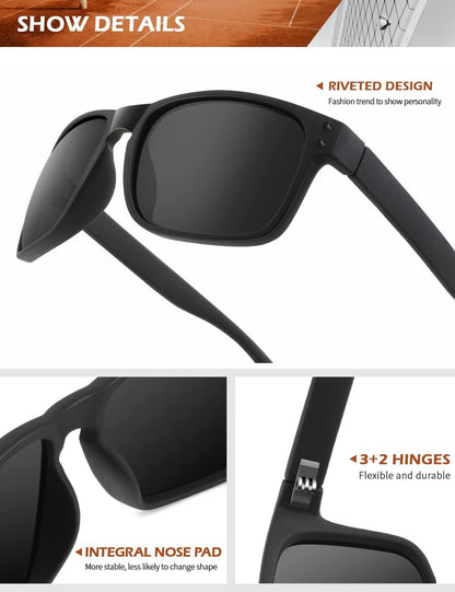 Polarized Sunglasses for Men and Women Vintage Style Sun Glasses for Fishing Running Driving with UV Protection - WORLD TIME VISITS
