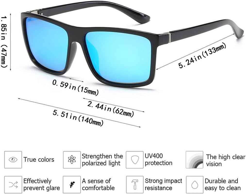Polarized Sunglasses for Men Driving Mens Sunglasses Rectangular Vintage Sun Glasses for Men/Women - WORLD TIME VISITS