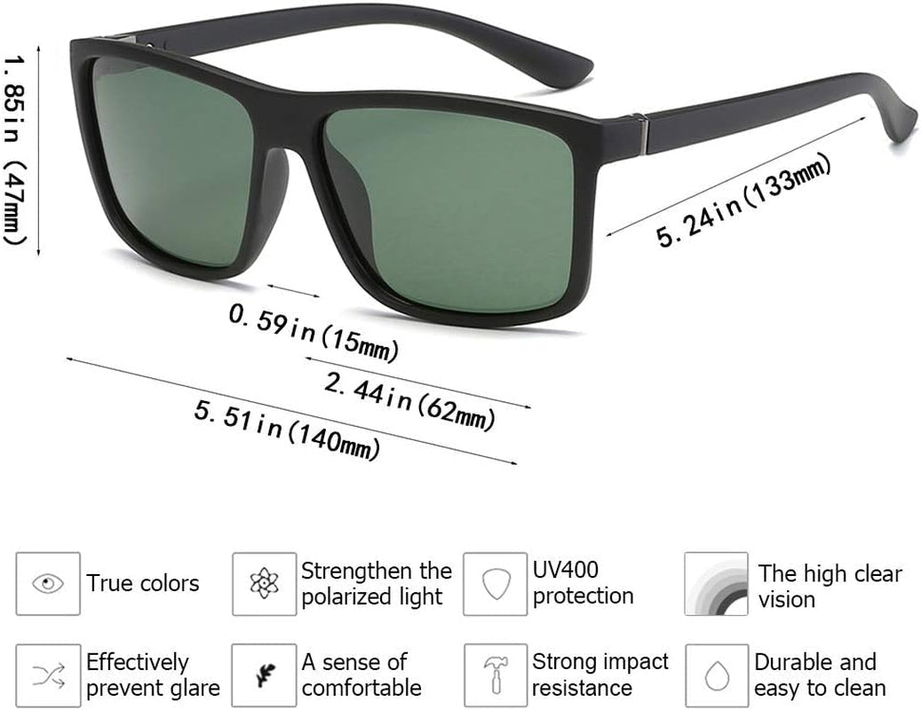 Polarized Sunglasses for Men Driving Mens Sunglasses Rectangular Vintage Sun Glasses for Men/Women - WORLD TIME VISITS