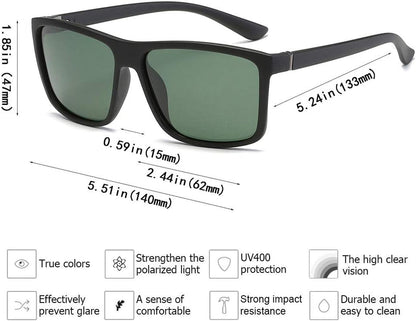 Polarized Sunglasses for Men Driving Mens Sunglasses Rectangular Vintage Sun Glasses for Men/Women - WORLD TIME VISITS