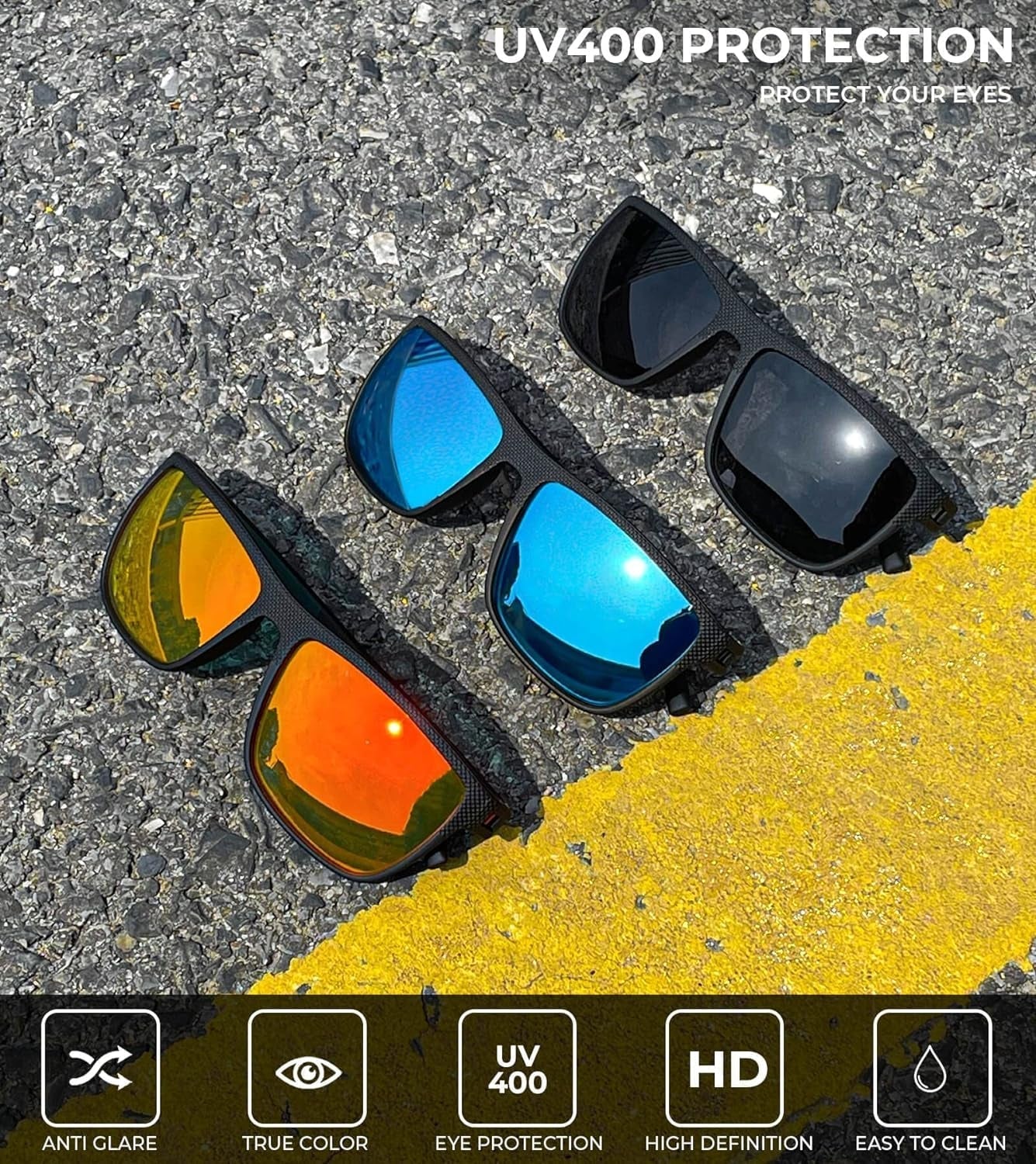 Polarized Sunglasses for Men, Lightweight Sun Glasses with UV Protection for Driving Fishing Golf - WORLD TIME VISITS