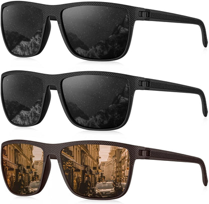 Polarized Sunglasses for Men, Lightweight Sun Glasses with UV Protection for Driving Fishing Golf - WORLD TIME VISITS