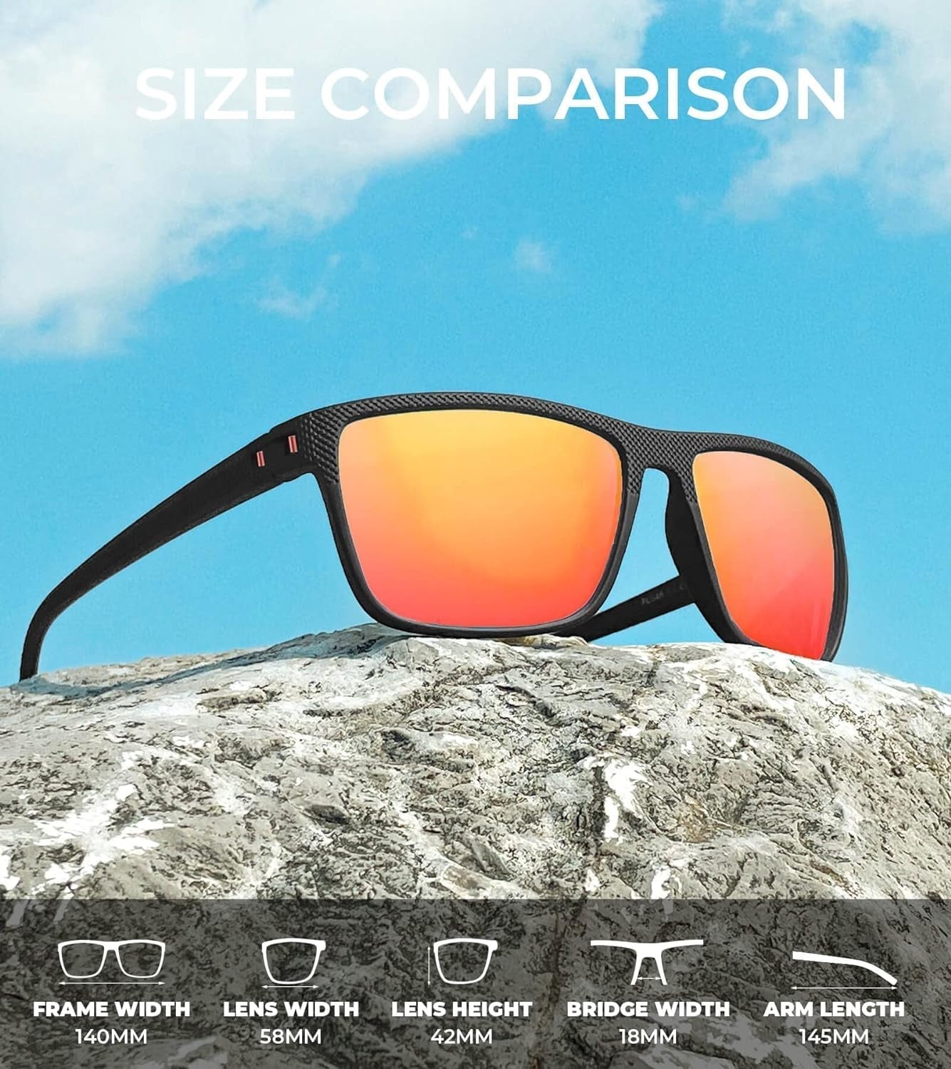 Polarized Sunglasses for Men, Lightweight Sun Glasses with UV Protection for Driving Fishing Golf - WORLD TIME VISITS