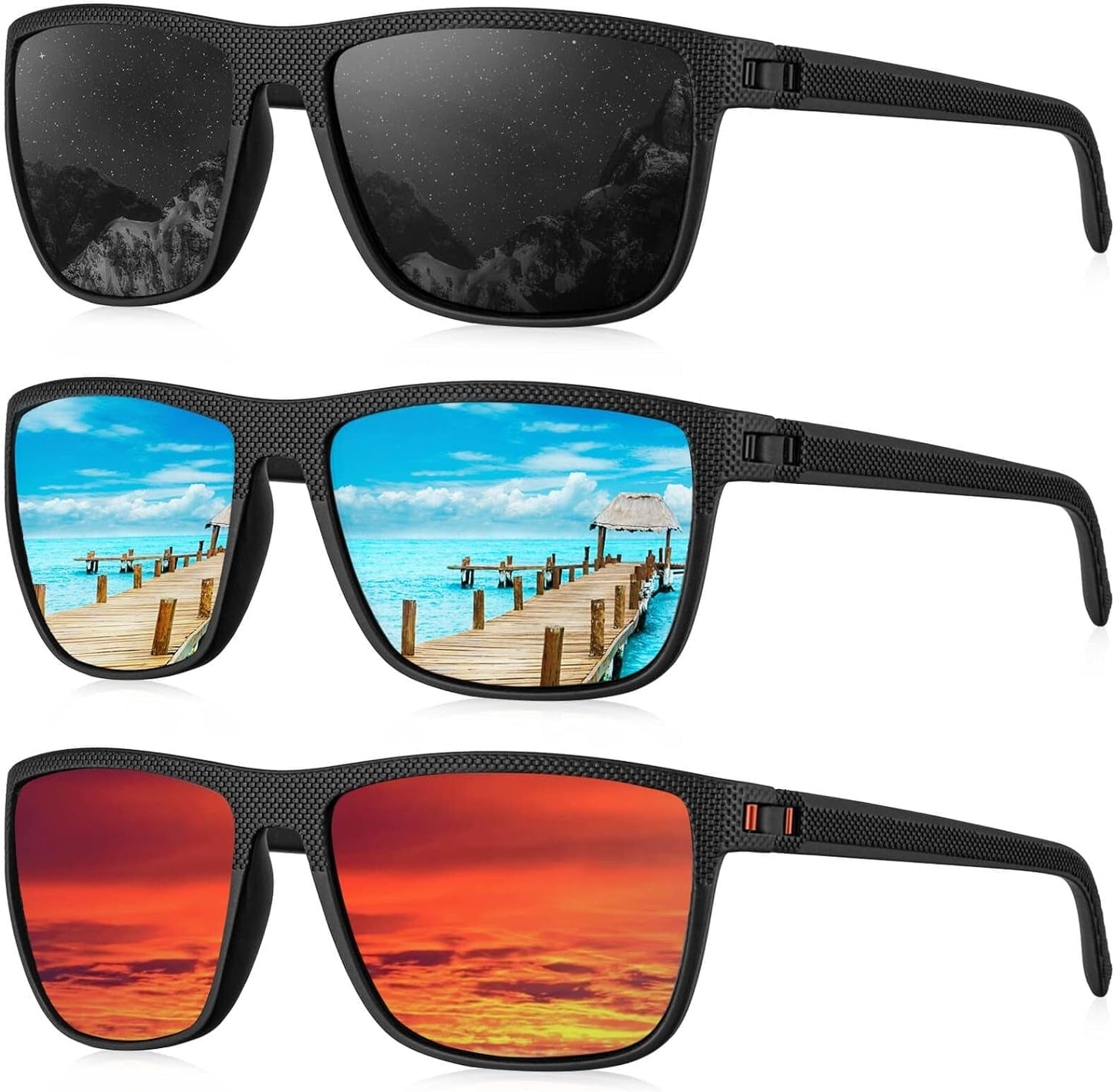 Polarized Sunglasses for Men, Lightweight Sun Glasses with UV Protection for Driving Fishing Golf - WORLD TIME VISITS