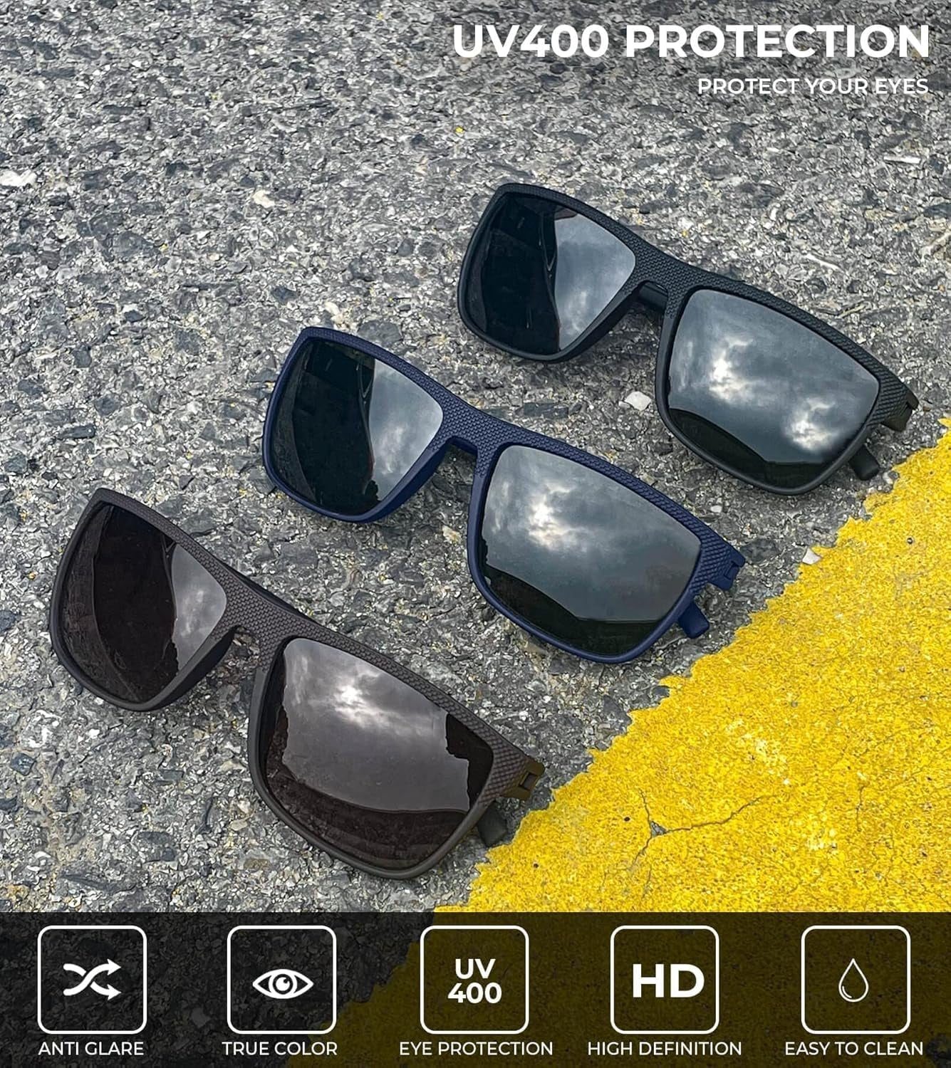 Polarized Sunglasses for Men, Lightweight Sun Glasses with UV Protection for Driving Fishing Golf - WORLD TIME VISITS