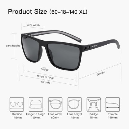 Polarized Sunglasses for Men Lightweight TR90 Frame UV400 Protection Square Sun Glasses - WORLD TIME VISITS