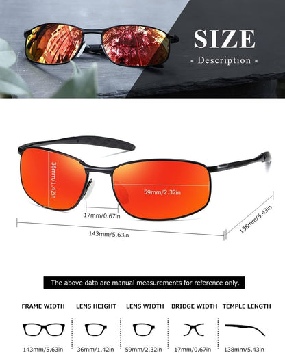 Polarized Sunglasses for Men Rectangle Metal Frame Retro Sun Glasses AE0395 - WORLD TIME VISITS