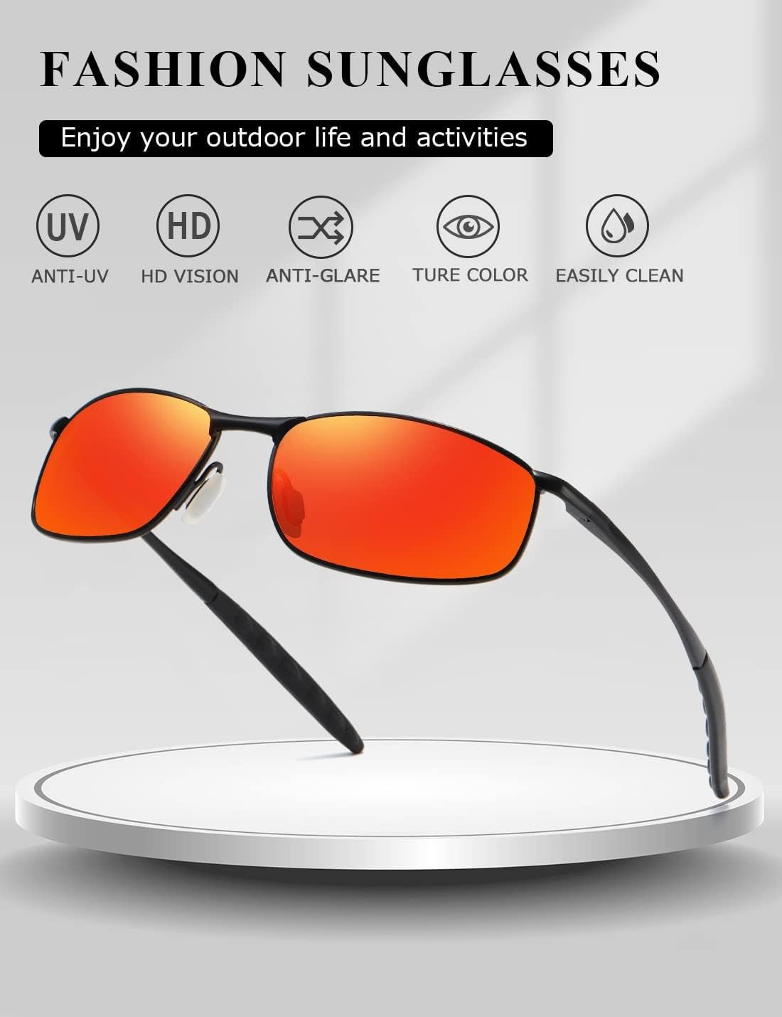 Polarized Sunglasses for Men Rectangle Metal Frame Retro Sun Glasses AE0395 - WORLD TIME VISITS