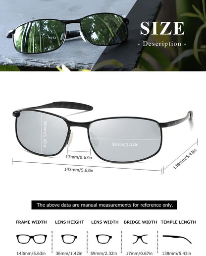Polarized Sunglasses for Men Rectangle Metal Frame Retro Sun Glasses AE0395 - WORLD TIME VISITS