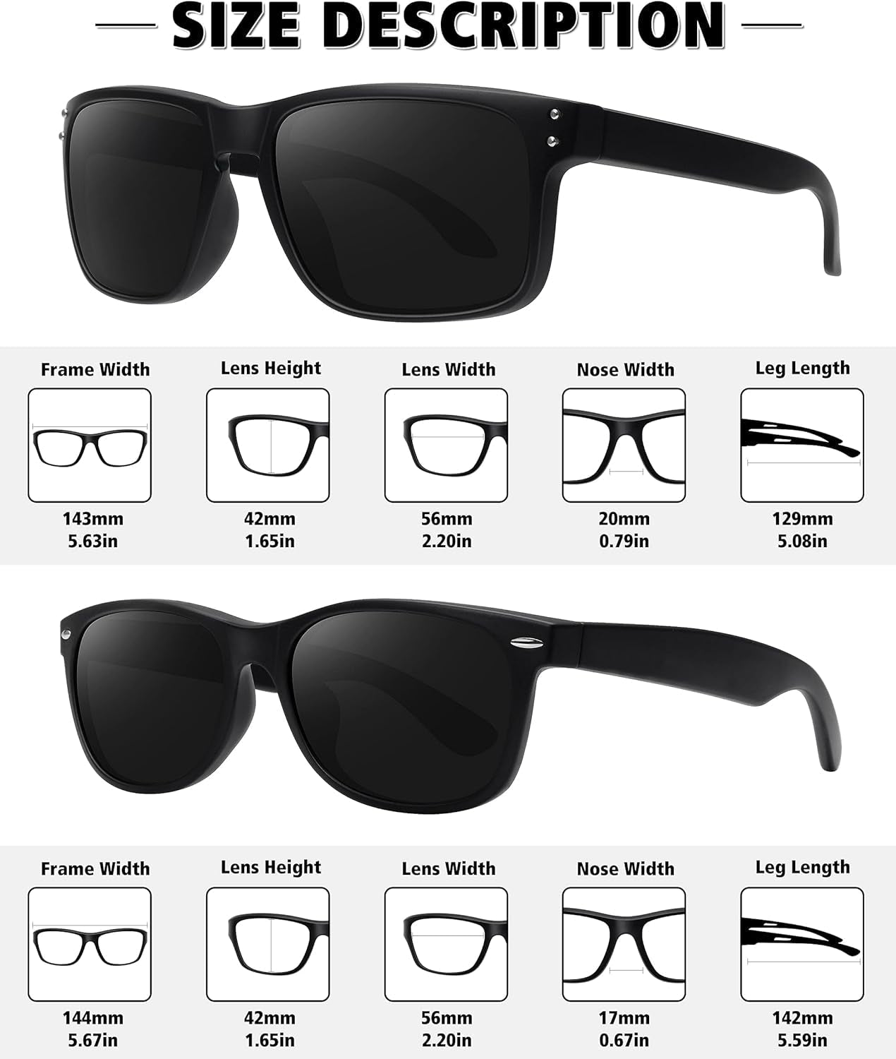 Polarized Sunglasses for Men Women Classic Retro Sun Glasses for Driving UV Protection - WORLD TIME VISITS