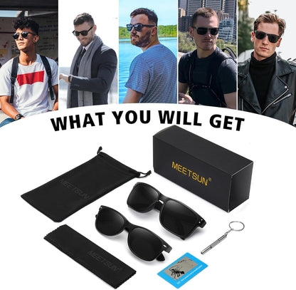 Polarized Sunglasses for Men Women Classic Retro Sun Glasses for Driving UV Protection - WORLD TIME VISITS
