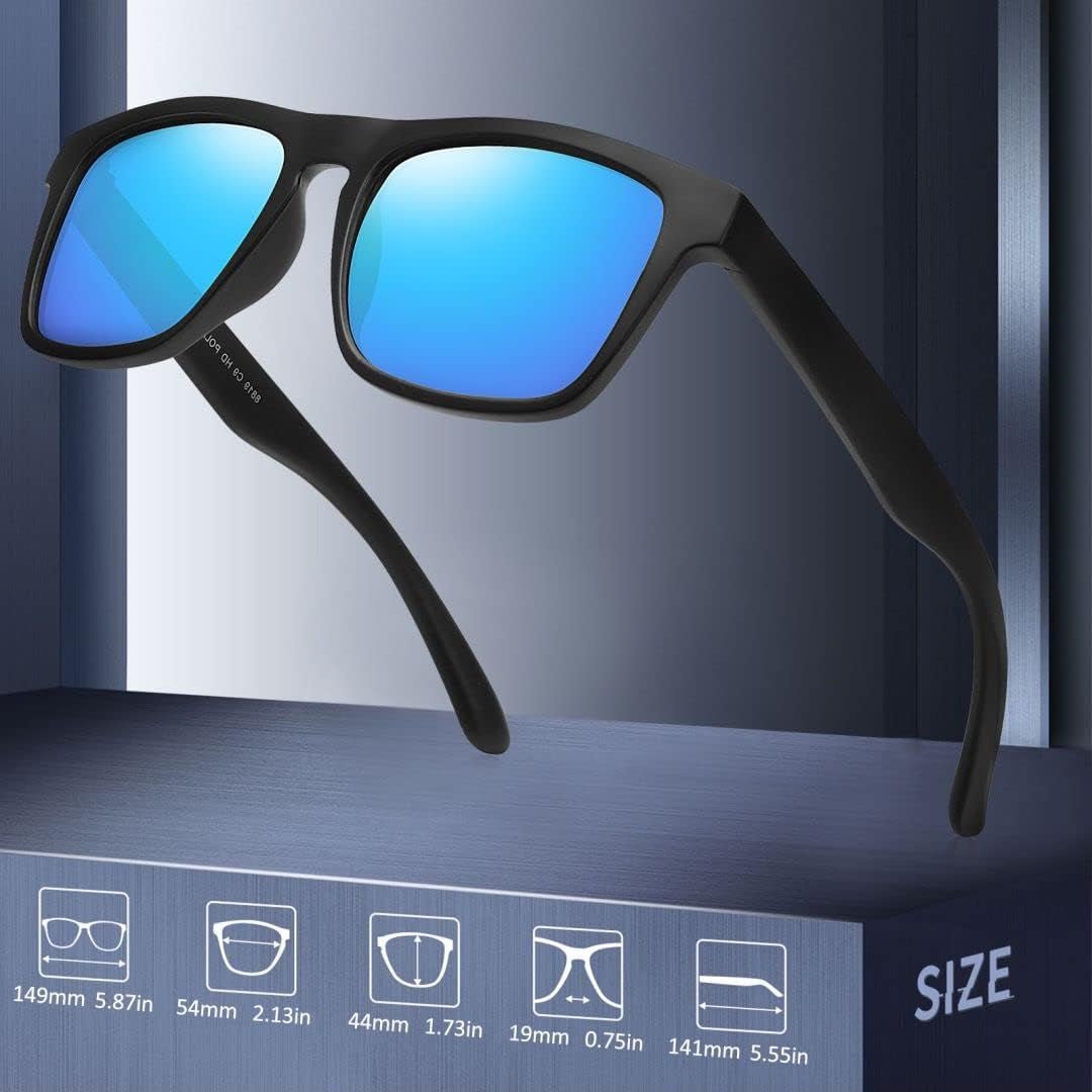 Polarized Sunglasses for Men Women UV Protection Square Frame Sport Fishing Driving Sunglasses - WORLD TIME VISITS