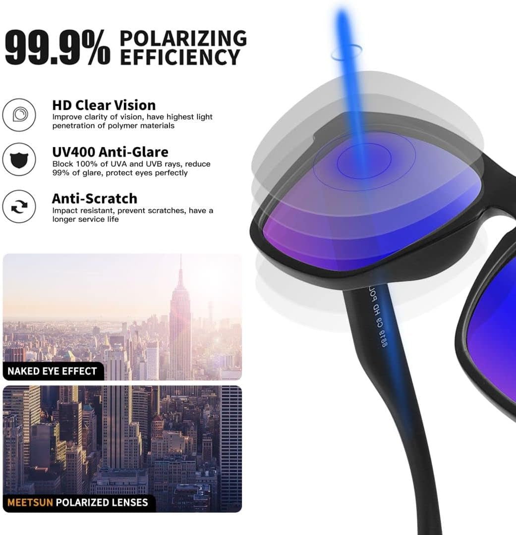 Polarized Sunglasses for Men Women UV Protection Square Frame Sport Fishing Driving Sunglasses - WORLD TIME VISITS